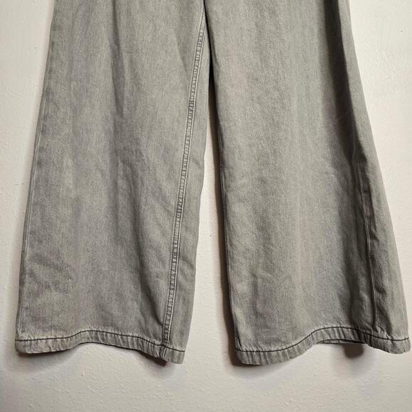 Zara Pleated Baggy Wide Leg Jeans Gray Size 8 90's Grunge Skate Casual Loose - Picture 5 of 8